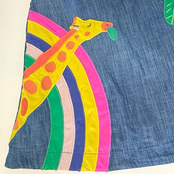 MINI BODEN BLUE DENIM GIRAFFE PRINT APPLIQUÉ SLEEVELESS TANK DRESS - Picture 3 of 8